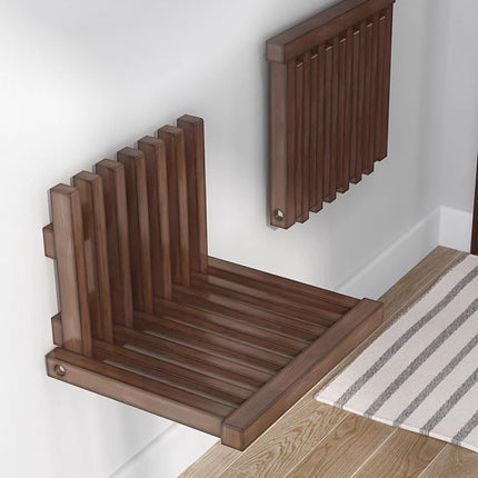 Solid Wood Wall Mounted Foldable Shoe Bench for Entryway Hallway Space Saving