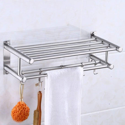 No Drill Stainless Steel Towel Rack Bathroom Storage Shelf Waterproof Rustproof