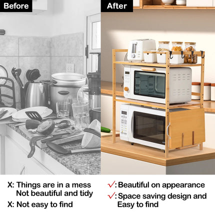 Expandable Microwave Oven Rack Shelf Adjustable Width Height Sturdy Durable