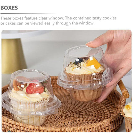 100PCS Transparent Cupcake Packaging Box Muffin Container Bakery