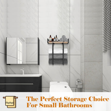 Wall Mounted Bathroom Towel Rack Storage Shelf Multifunctional Holder For Towels