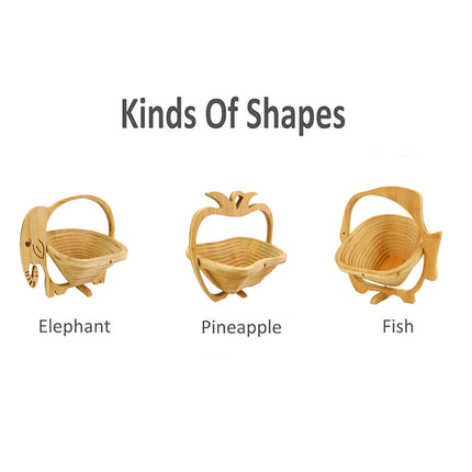 Foldable Bamboo Decorative Basket Collapsible 26x14x30cm Fish Pineapple Elephant