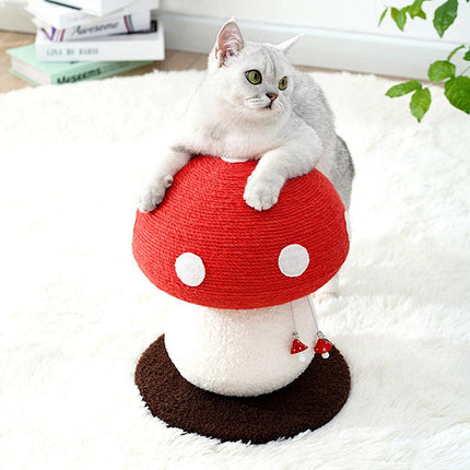 Red Mushroom Cat Climbing Frame Vertical Scratching Post Board Pet Furniture