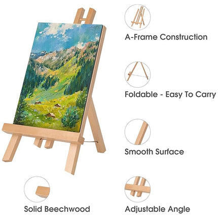 Tabletop Solid Wood Easel Adjustable Height Foldable for Art Sketch Oil Painting