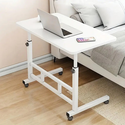 Bedside Table Movable Desk Simple White with Wheels Space Saving Home Office