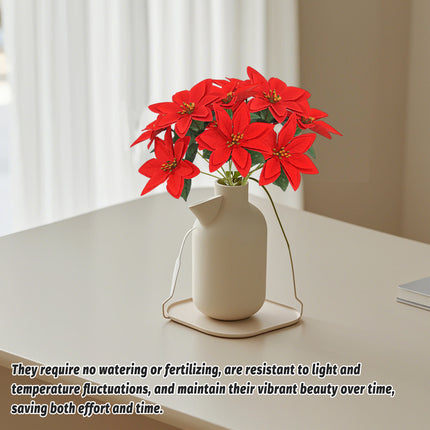 6PCS Christmas ASimulated Flower Bouquets Festive Red for Home Table Decoration