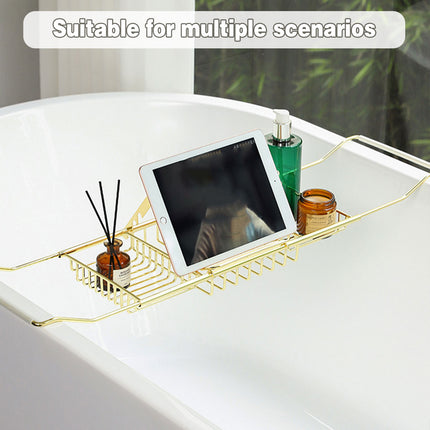 Bathtub Rack Bathroom Storage Shelf Telescopic Adjustable Organiser Tray Home