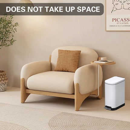 10L Stainless Steel Pedal Trash Can Hands Free Anti Odor Easy Clean Waste Bin