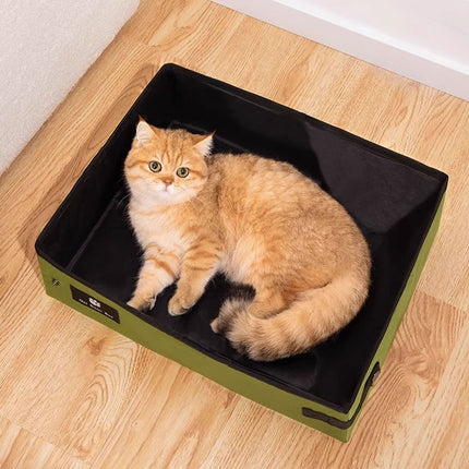 Portable Cat Litter Box Foldable Green Travel Toilet for Car Outdoor Pet Use