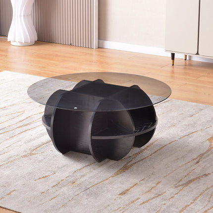 1/2pcs Modern Round Glass Coffee Table Home Side Table Living Room Furniture Set