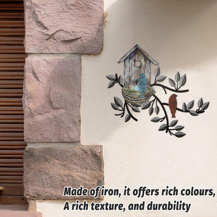 Metal Birdhouse Wall Decoration Iron Mural for Home Garden Outdoor Indoor Decor