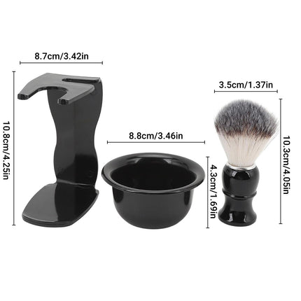 3 in 1 Shaving Brush Kit with Razor Holder Stand and Bowl for Men