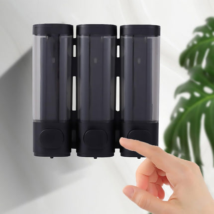 3 Bottles Bathroom Shower Soap Dispenser Shampoo Gel Pump Wall Black Dispenser