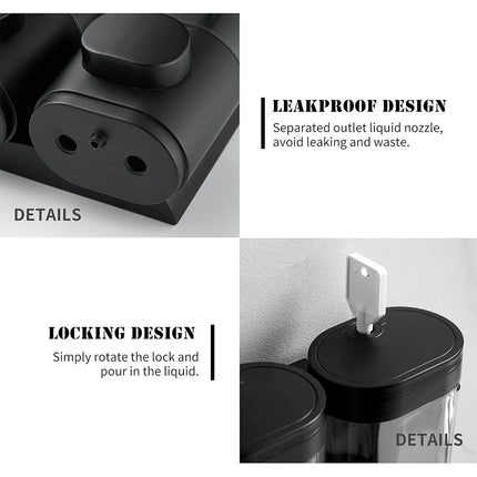 3 Bottles Bathroom Shower Soap Dispenser Shampoo Gel Pump Wall Black Dispenser