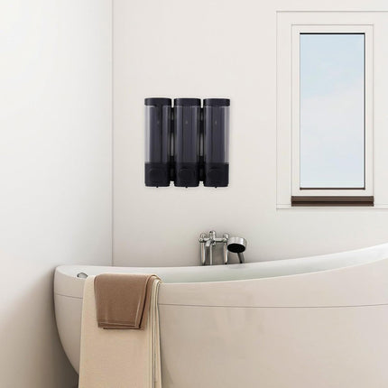3 Bottles Bathroom Shower Soap Dispenser Shampoo Gel Pump Wall Black Dispenser