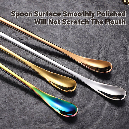 16PCS Stainless Steel Stirring Spoons 192mm Long Multi Colour Set for Drinks Use