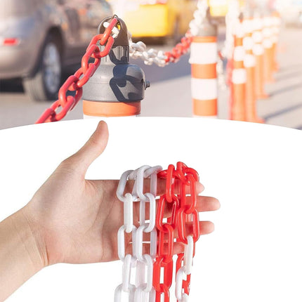 Plastic Warning Barrier Chain 25m Red White - Temporary Construction Use