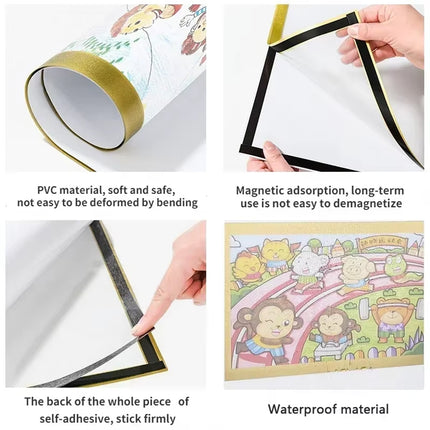 Magnetic Display Frame 6PCS A4 Wall Mount Magnet Frame Reusable Sign Holder Set