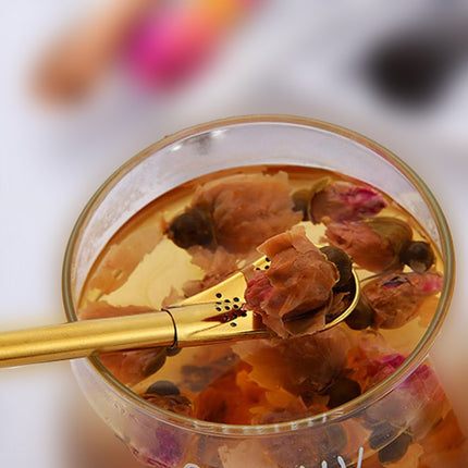 5pcs Stainless Steel Straw Spoon Removable Filter Reusable Tea Juice Stirrer