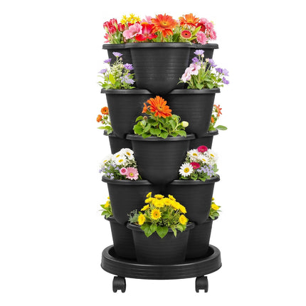 Stackable Planting Pots Vertical Planter for Balcony Yard Indoor Outdoor Plants