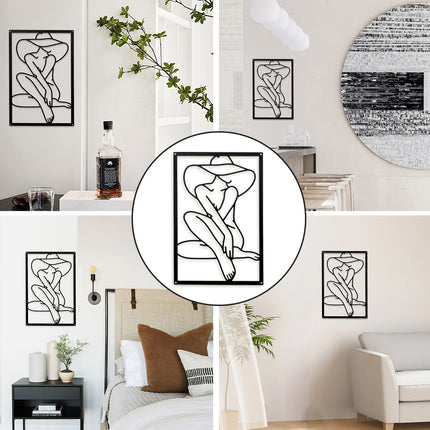 Women Line Art Iron Wall Hanging Decor for Home Aesthetic Easy Installation