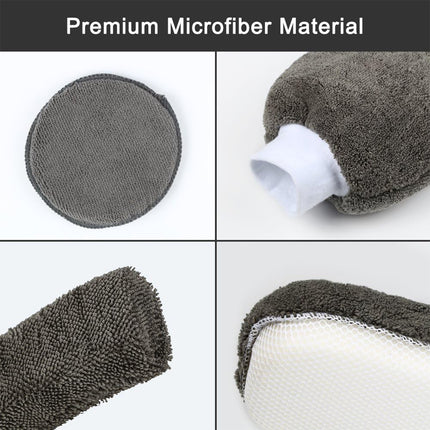 9PCS Car Cleaning Kit Microfiber Towel Wax Sponge Wheel Brush Gloves Set Use