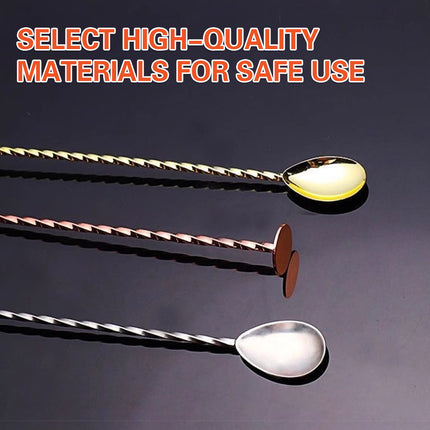 Stainless Steel Cocktail Bar Spoon Twisted Handle Mixing Stirring Muddler 27cm