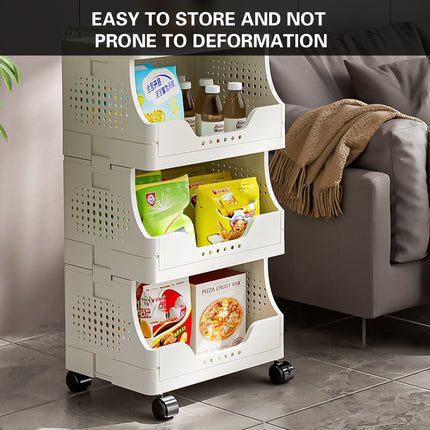 Movable Rolling Cart Storage Shelf With Wheels For Home Kitchen Bathroom Durable
