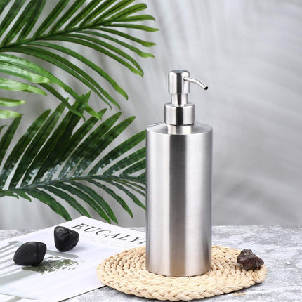 Soap Dispenser 500ml Stainless Steel Pump Silver Bathroom Liquid Container