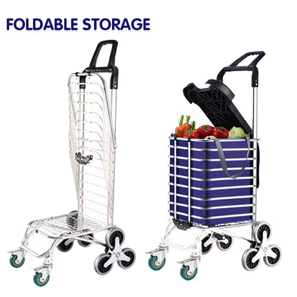 Folding Shopping Trolley Stair-Climbing Cart Lightweight Aluminium Pull Cart
