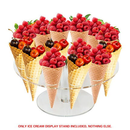 2PCS Clear Acrylic 16 Slot Ice Cream Cone Display Rack 25cm for Party Catering