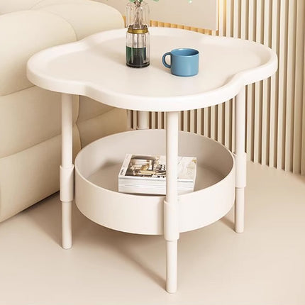 Modern Four Leaf Clover Small Side Table Plastic Sofa Side Table with Storage Shelves
