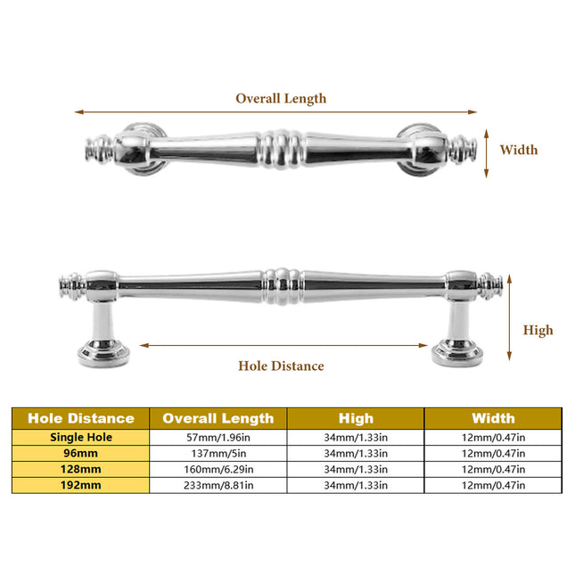 Cabinet Drawer Handles Silver 4Sizes Modern Wardrobe Pull Simple Luxury Design