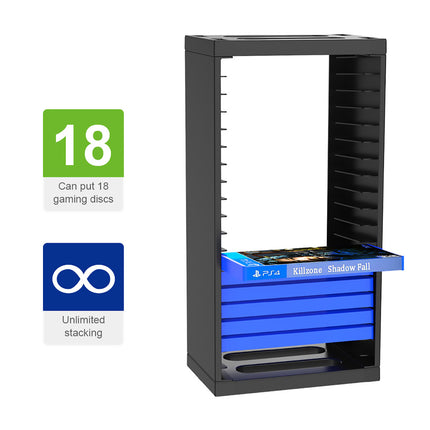 CD Case Storage Rack For 18 Cases With Double-Layer Design In Black