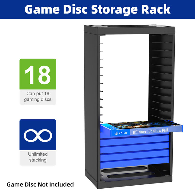 CD Case Storage Rack For 18 Cases With Double-Layer Design In Black