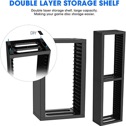 CD Case Storage Rack For 18 Cases With Double-Layer Design In Black