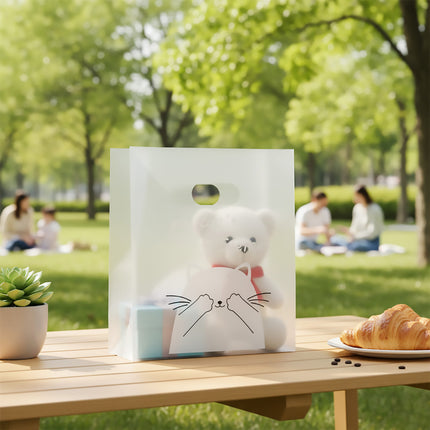 50PCS Frosted Plastic Gift Bags Transparent Reusable Durable For Party Wedding