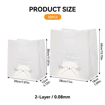 50PCS Frosted Plastic Gift Bags Transparent Reusable Durable For Party Wedding