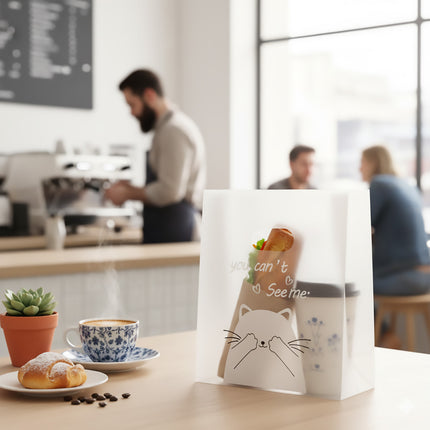 50PCS Frosted Plastic Gift Bags Transparent Reusable Durable For Party Wedding