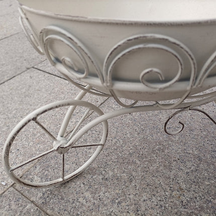 Retro Wrought Iron Trolley Flower Pot Holder 43 x 30 x 33cm Vintage Garden Decor