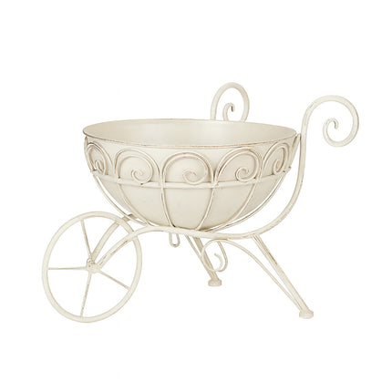 Retro Wrought Iron Trolley Flower Pot Holder 43 x 30 x 33cm Vintage Garden Decor