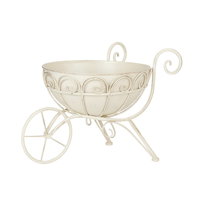 Retro Wrought Iron Trolley Flower Pot Holder 43 x 30 x 33cm Vintage Garden Decor
