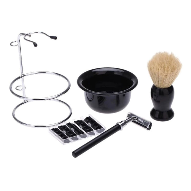5PCS Shaving Kit Set Manual Razor Brush Stand Bowl Set for Men