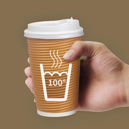 50sets Corrugated Paper Cups Coffee Milk Tea Cups Disposable Hot Drink Cups