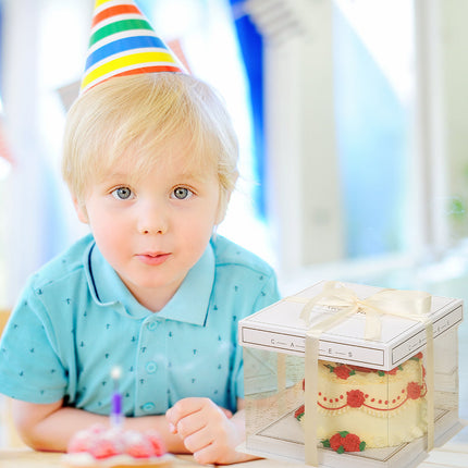 10PCS Clear Cake Box Treat Display Portable Packaging Food Safe PET Birthday