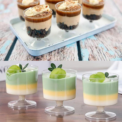30pcs Clear Hard Plastic Mousse Cake Cup Pudding Ice Cream Dessert Serving Cups