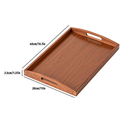 New Chinese Style Wooden Rectangular Tea Tray with Handles Home Office Tea Use