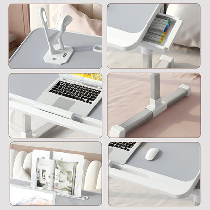 Adjustable Laptop Bed Tray Desk with USB Charging Port for Work and Study