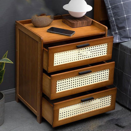 3-Layer Drawer Bedroom Nightstand Large Storage Stable Structure Space Saving