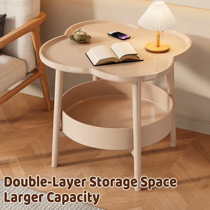 Double Layer Side Table Space Saving Durable Sturdy for Living Room Bedroom Use